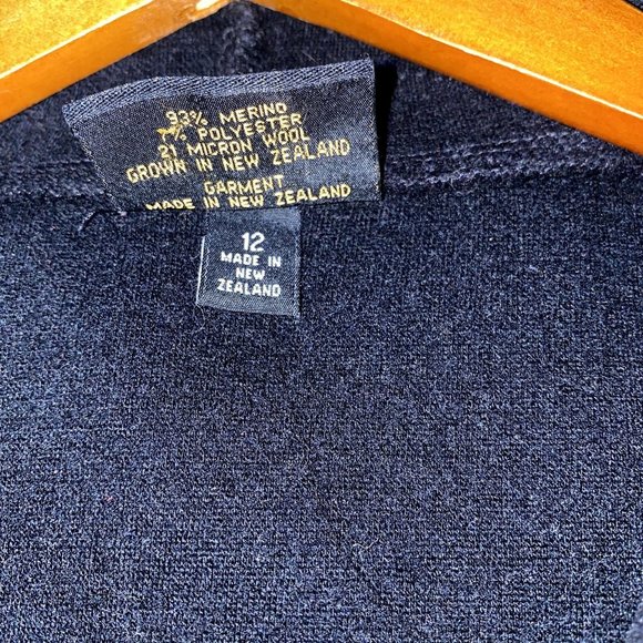 #7975 Earth Sea Sky Mericon Outer Layer Wool Womens Black Long Sleeve Wool Zip U - Picture 3 of 6